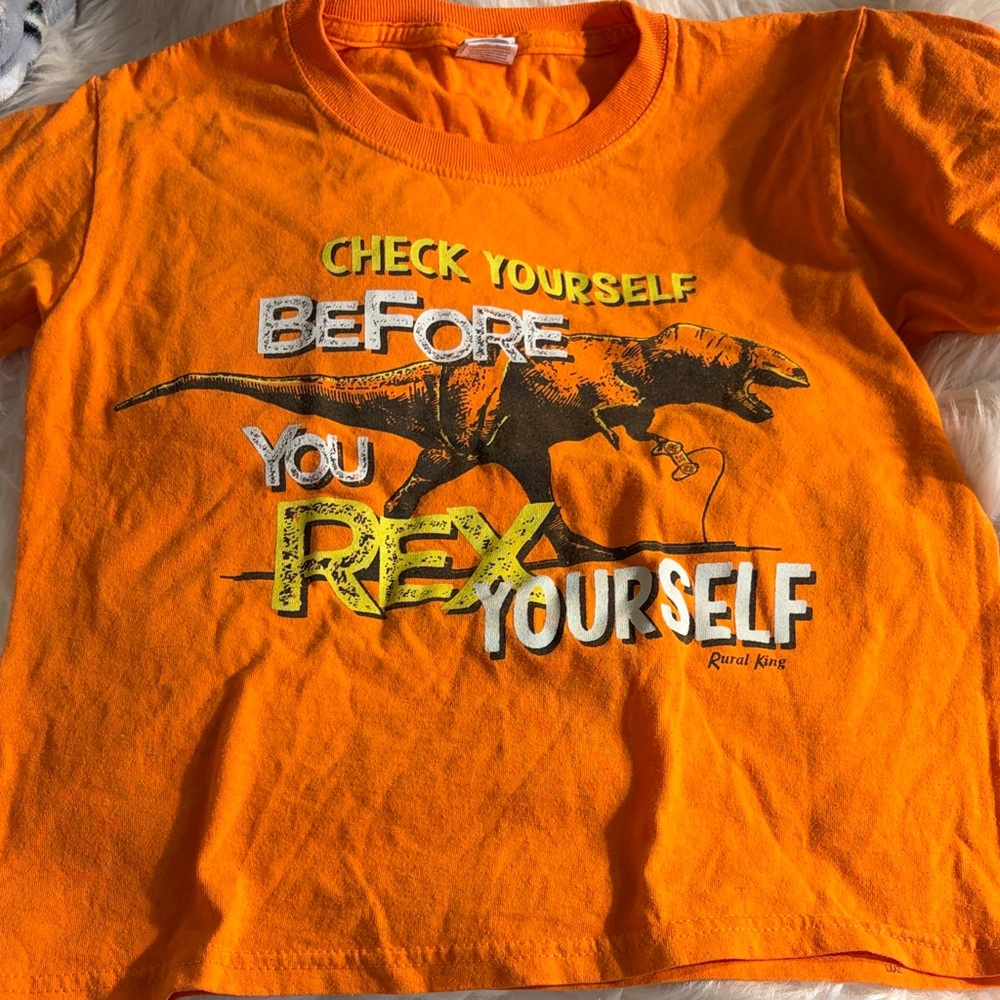 Rural King Orange Dinosaur T-Shirt for Reptile Lovers